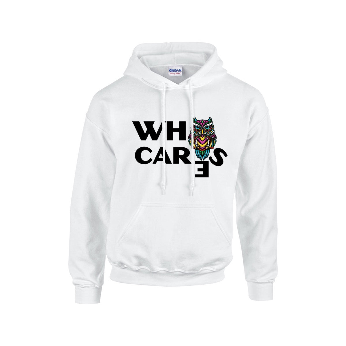 About That, Who Cares? Unisex Hoodie with Multicolored Owl